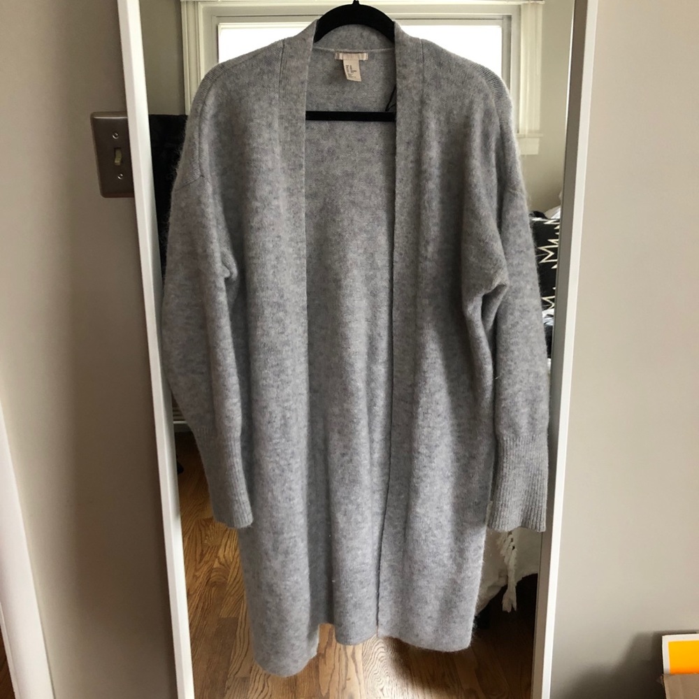 H&M Faux Mohair Long Grey Cardigan